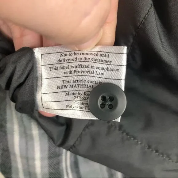 Patagonia Reversible Gray Plaid Flannel Full Zip Shirt Puffer Jacket Men’s Large